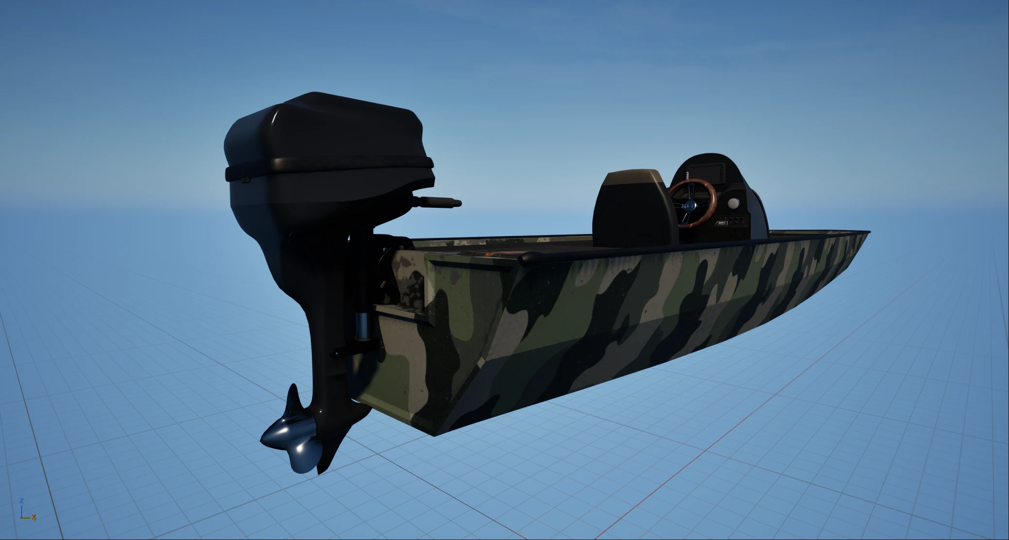 Boat prop presentation render, view three