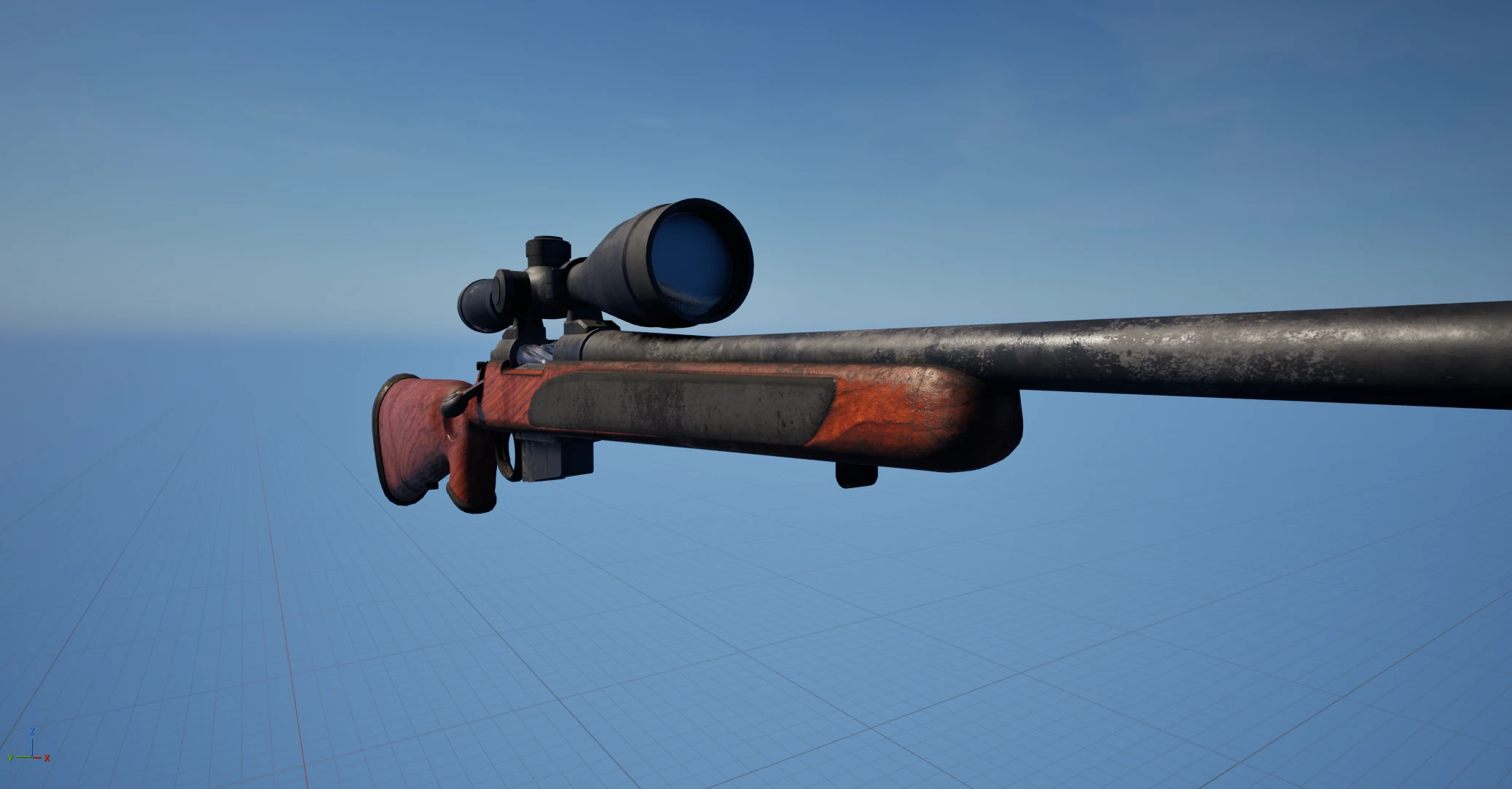 Gun prop presentation render, view three