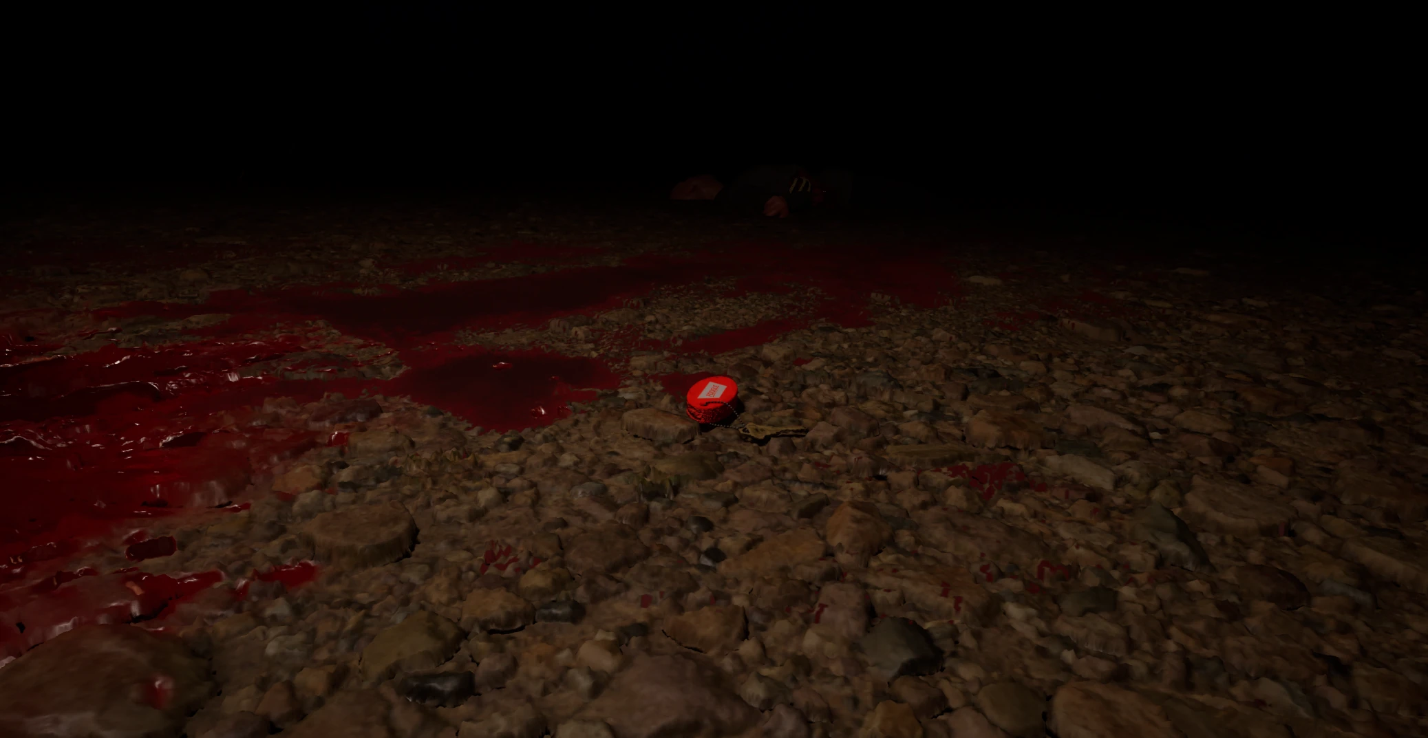 Key prop on rocky ground in a dark environment