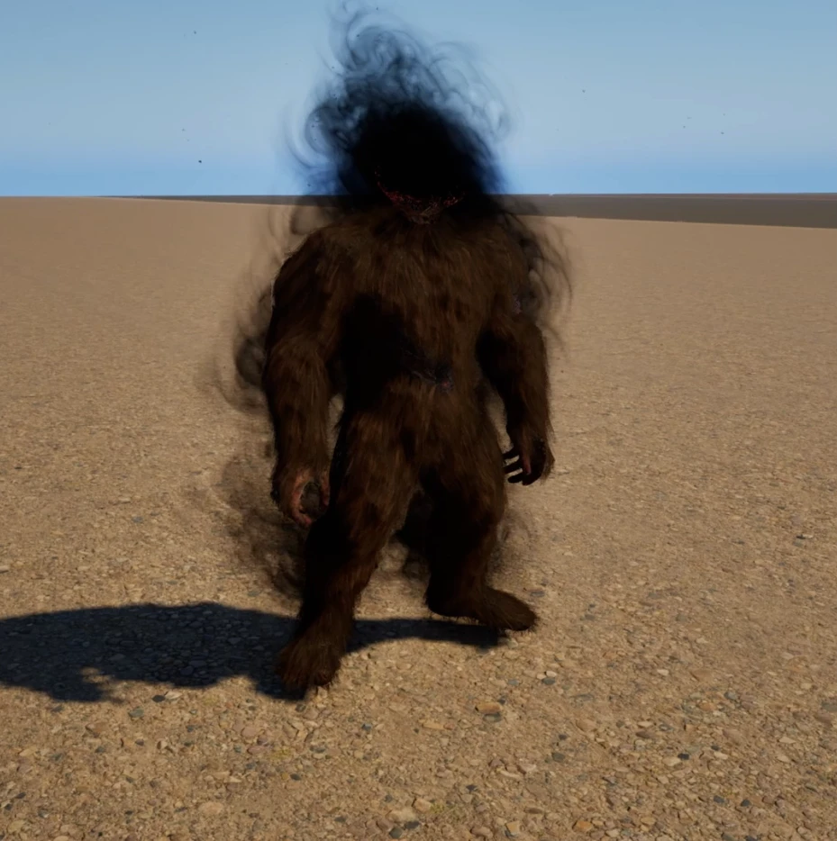 Bigfoot emitting a supernatural smoke effect