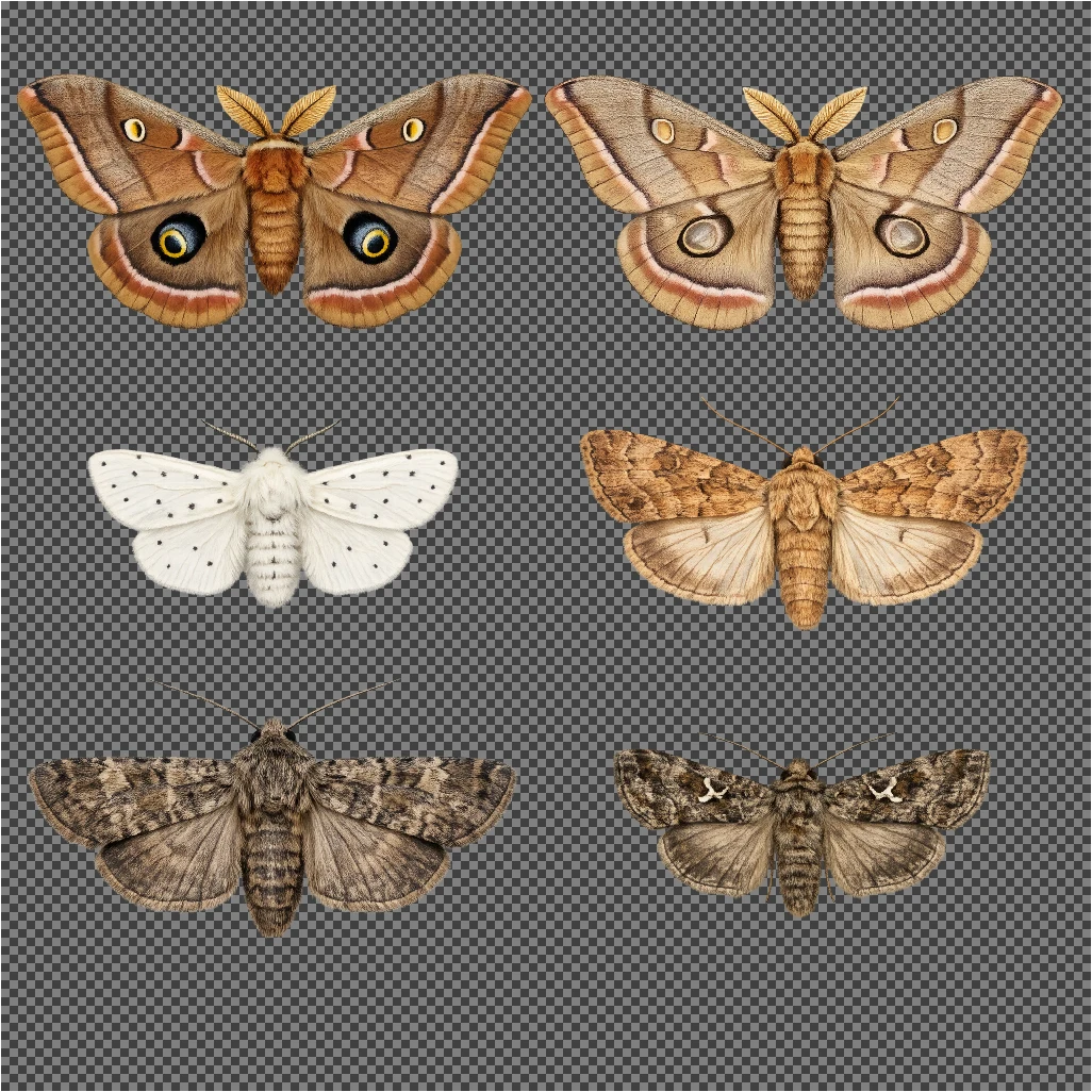 Moth texture atlas used by a particle effect